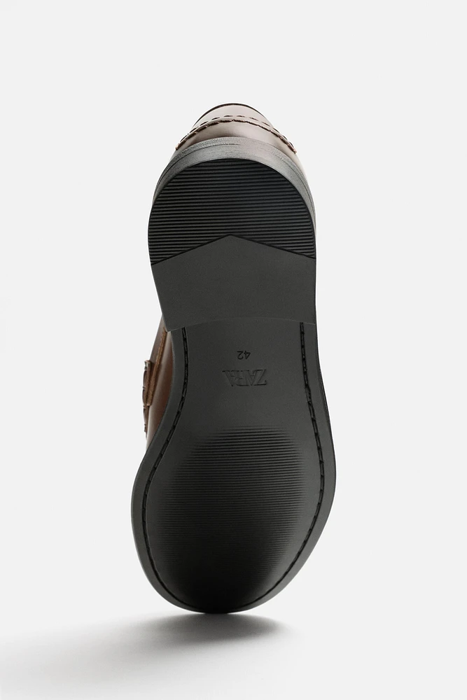 MOCASSINS EN CUIR AVEC MASQUE CONTRASTE