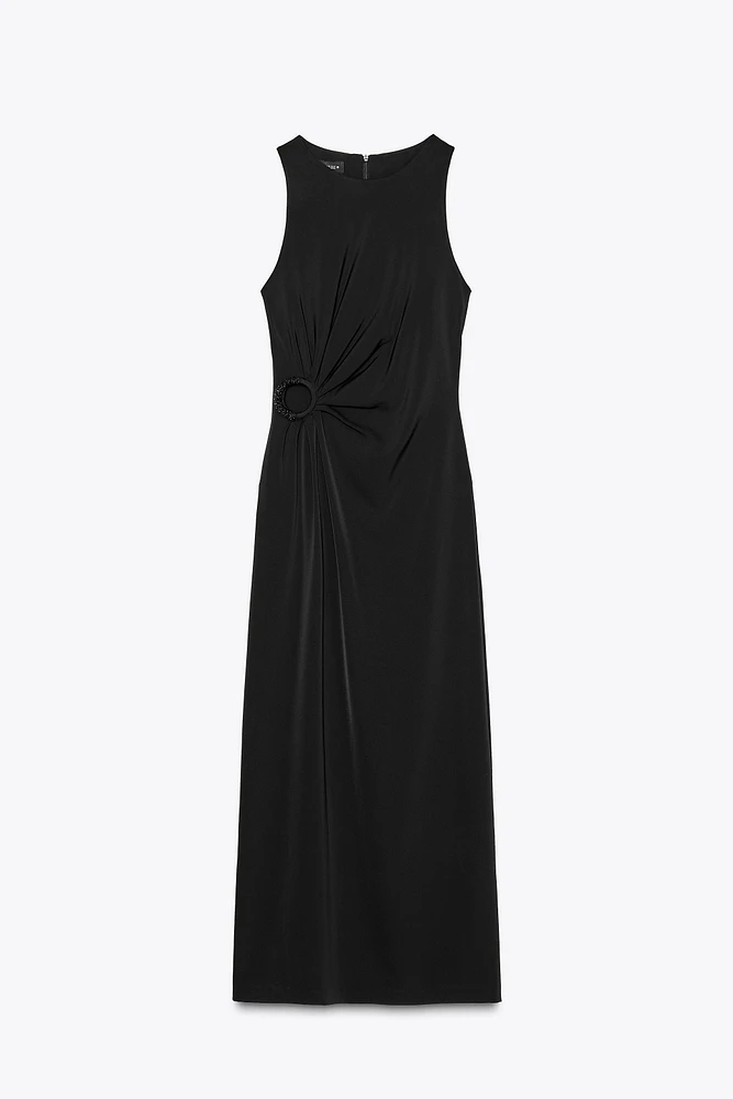 GROMMET WAIST MIDI DRESS
