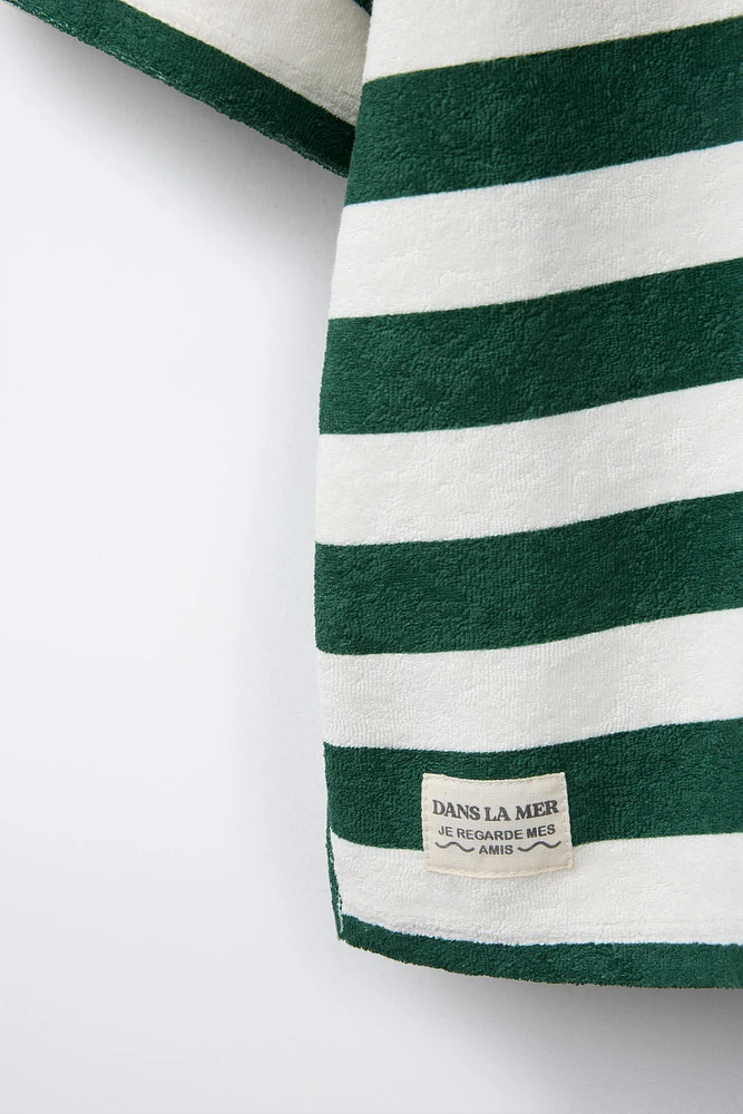 STRIPED TOWEL TEXTURE BOWLING SHIRT