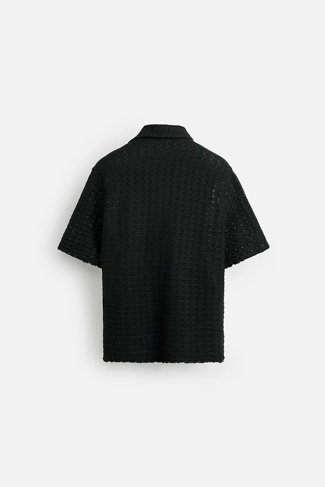 TEXTURED WEAVE KNIT SHIRT