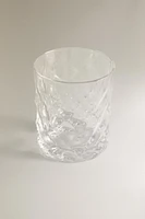 CRYSTALLINE TUMBLER WITH RAISED DESIGN