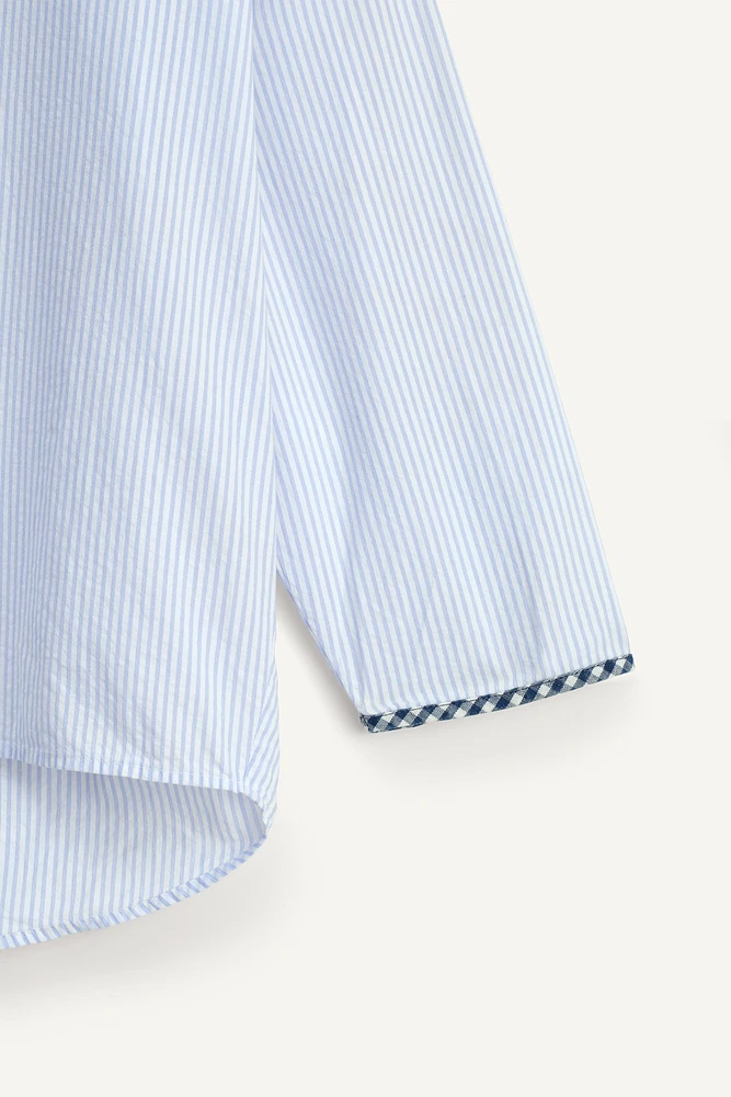 LIMITED EDITION GINGHAM TRIM STRIPED SHIRT
