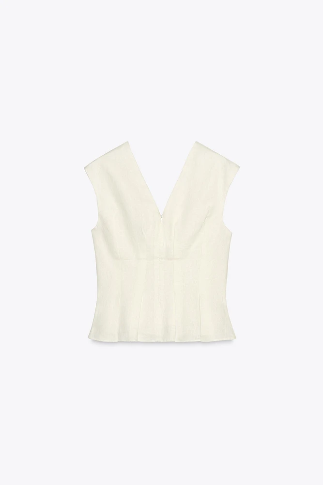 100% LINEN PLEATED TOP ZW COLLECTION