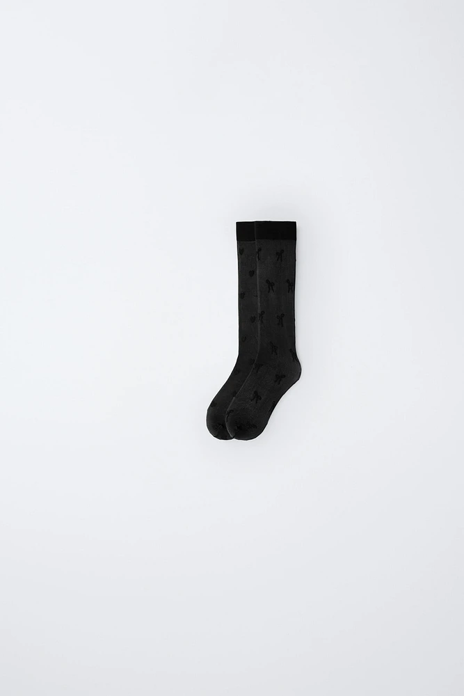 TWO-PACK OF SHEER SOCKS WITH BOWS AND HEARTS