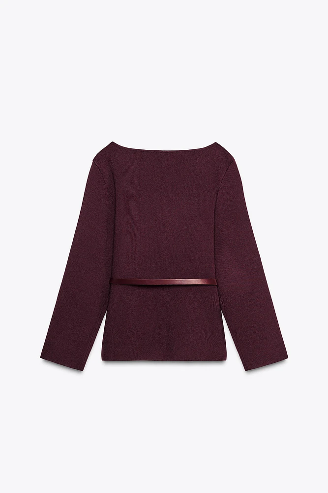 BELTED KNIT TOP