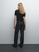 High-waist straight-leg jeans with seam details