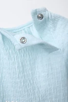 FISH EMBROIDERED TEXTURED ROMPER