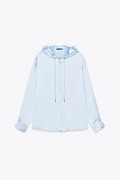 SATIN HOODED BLOUSE
