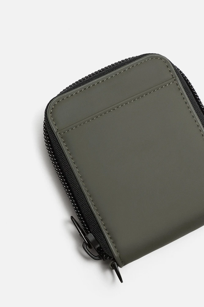 ZIPPERED RUBBERIZED WALLET