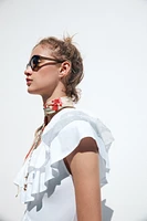 ASYMMETRIC EMBROIDERED TOP