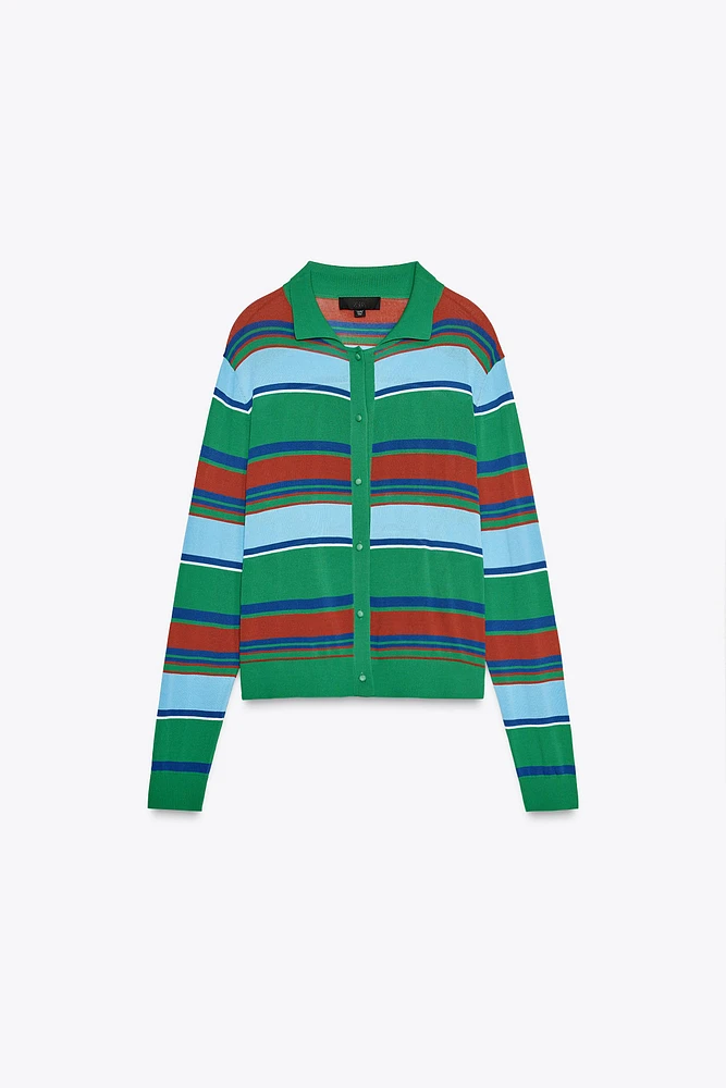 STRIPED POLO CARDIGAN