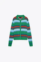 STRIPED POLO CARDIGAN
