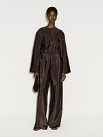 Flowing satin corset belt trousers - Limited Edition