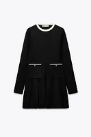 BOX PLEAT MINI DRESS