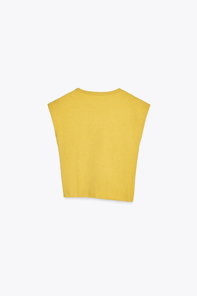 T-SHIRT AVEC ÉLASTIQUE LATÉRAL EN COTON ET LIN X FANGLU LING