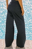 WIDE LEG LINEN PANTS WITH BUTTONS