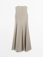 Poplin flounce midi dress