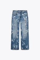 MID-RISE SLOUCHY RIPPED TRF JEANS