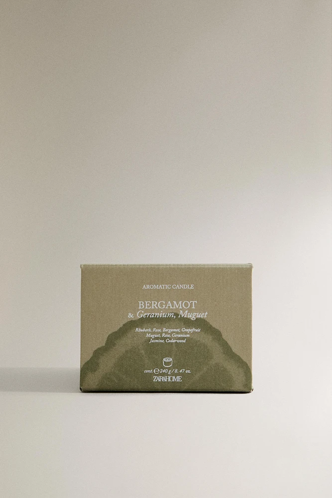 (240 G) BERGAMOT & GERANIUM, MUGUET SCENTED CANDLE