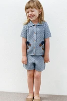 CROCHET FLOWER KNIT SHORTS