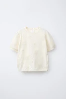 FLORAL TULLE KNIT TOP