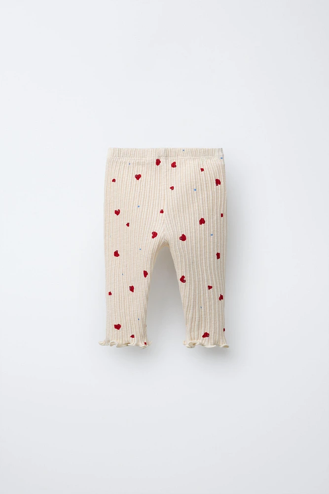 HEART RIBBED LEGGINGS