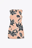 PRINTED LINEN BLEND MINI DRESS
