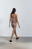 BEADED AND SEQUINED MINI DRESS