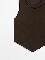 Top drapé asymétrique 100 % lin