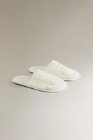 EMBROIDERED ORGANZA MULE SLIPPERS