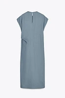 LINEN BLEND DRAPED DRESS ZW COLLECTION