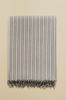 STRIPED COTTON BEACH TOWEL WITH FRINGING