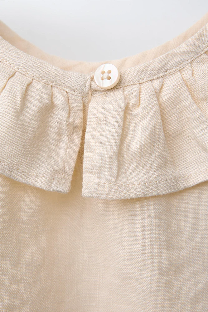 100% LINEN RUFFLE BLOUSE