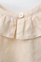 100% LINEN RUFFLE BLOUSE