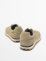 Soft split leather trainers