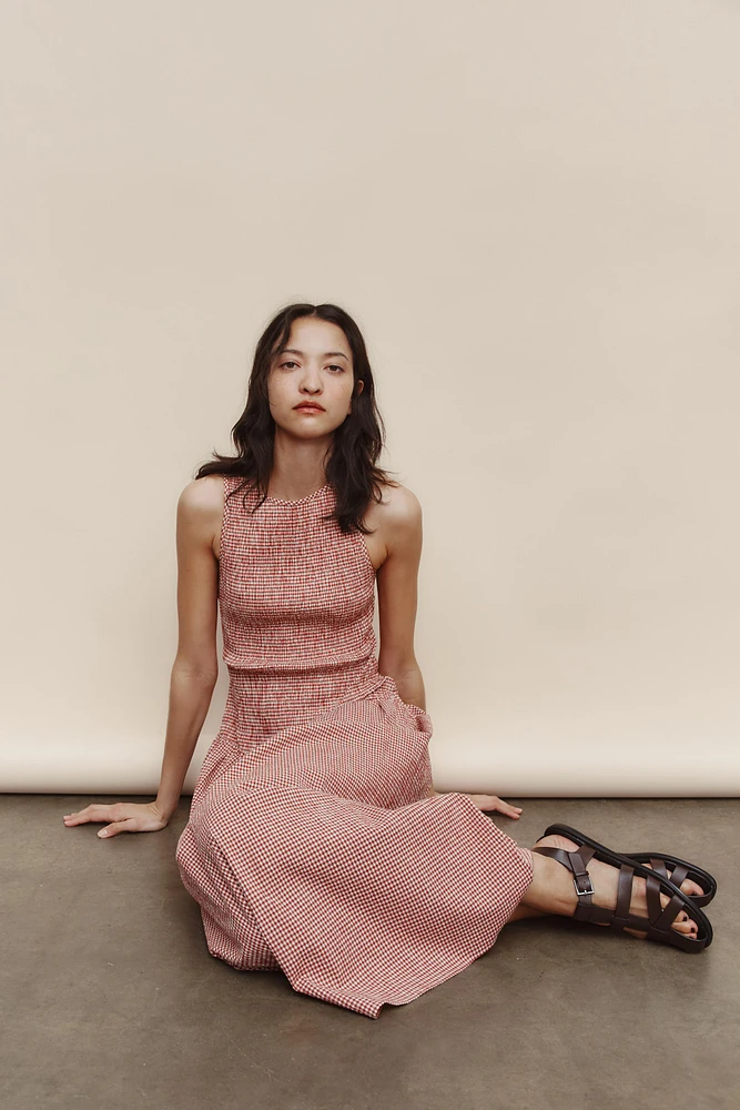 GINGHAM MIDI DRESS