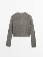 Short wool blend matching cardigan