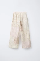 PANTALON DROIT PATCHWORK BRODERIE SUISSE
