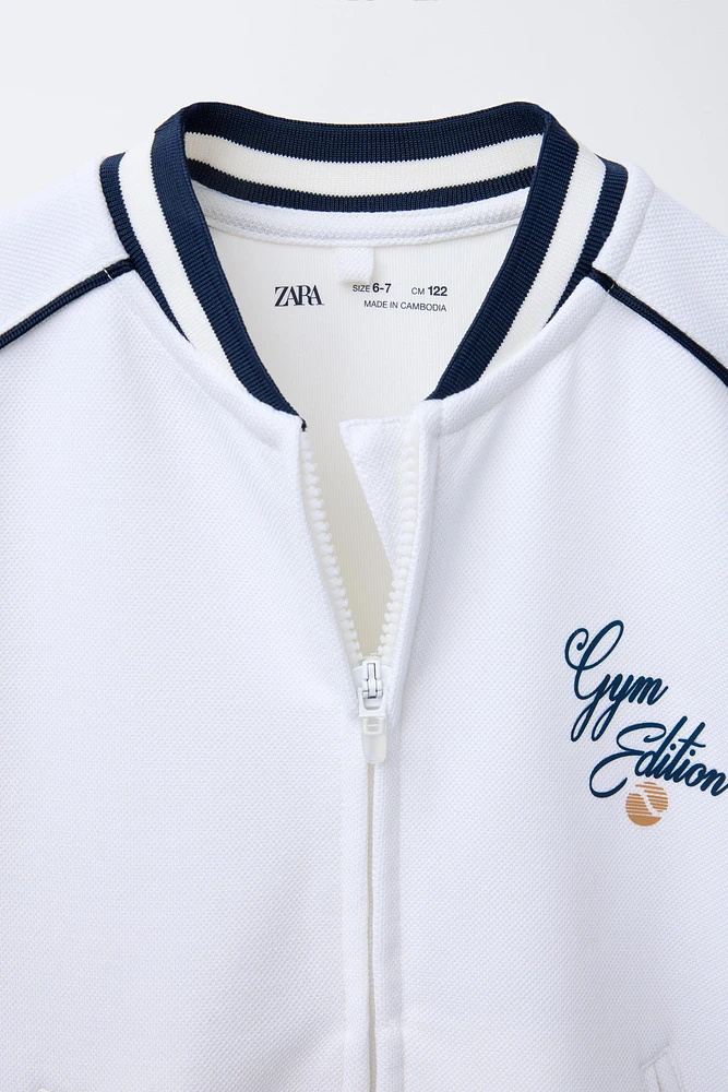 PIQUÉ BOMBER JACKET WITH MODAL