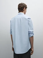 Chemise regular fit à rayures en coton mélangé