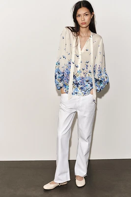 PRINTED BLOUSE WITH BOW