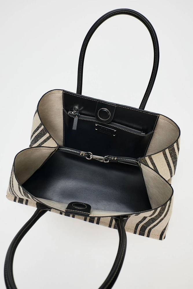 STRIPED CANVAS SHOPPER