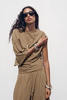 WASHED ANKLE-LENGTH WIDE LEG PANTS