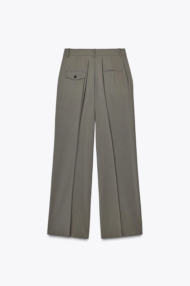100% WOOL STRAIGHT LEG PANTS ZW COLLECTION