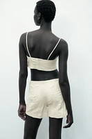 100% LEATHER WRINKLED EFFECT SHORTS