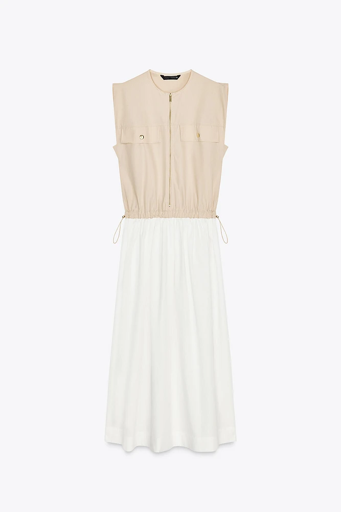COMBINATION POPLIN DRESS