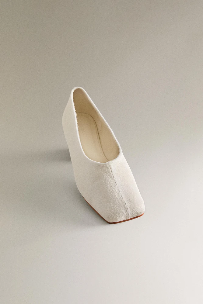 FAUX FUR LEATHER BALLET FLATS