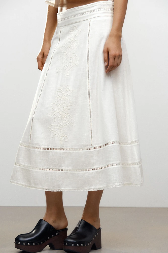 ZW COLLECTION EMBROIDERED MIDI SKIRT