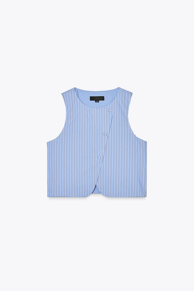 TOP GILET À RAYURES