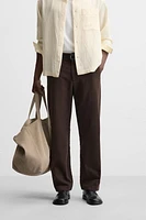 STRUCTURED STRAIGHT FIT PANTS